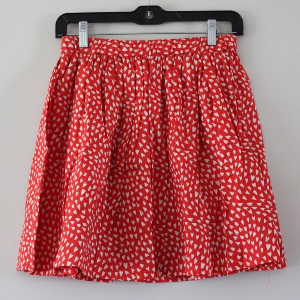 NWT Bonpoint Suzone Valentine A Line Skirt Cotton Red White Heart Print 12